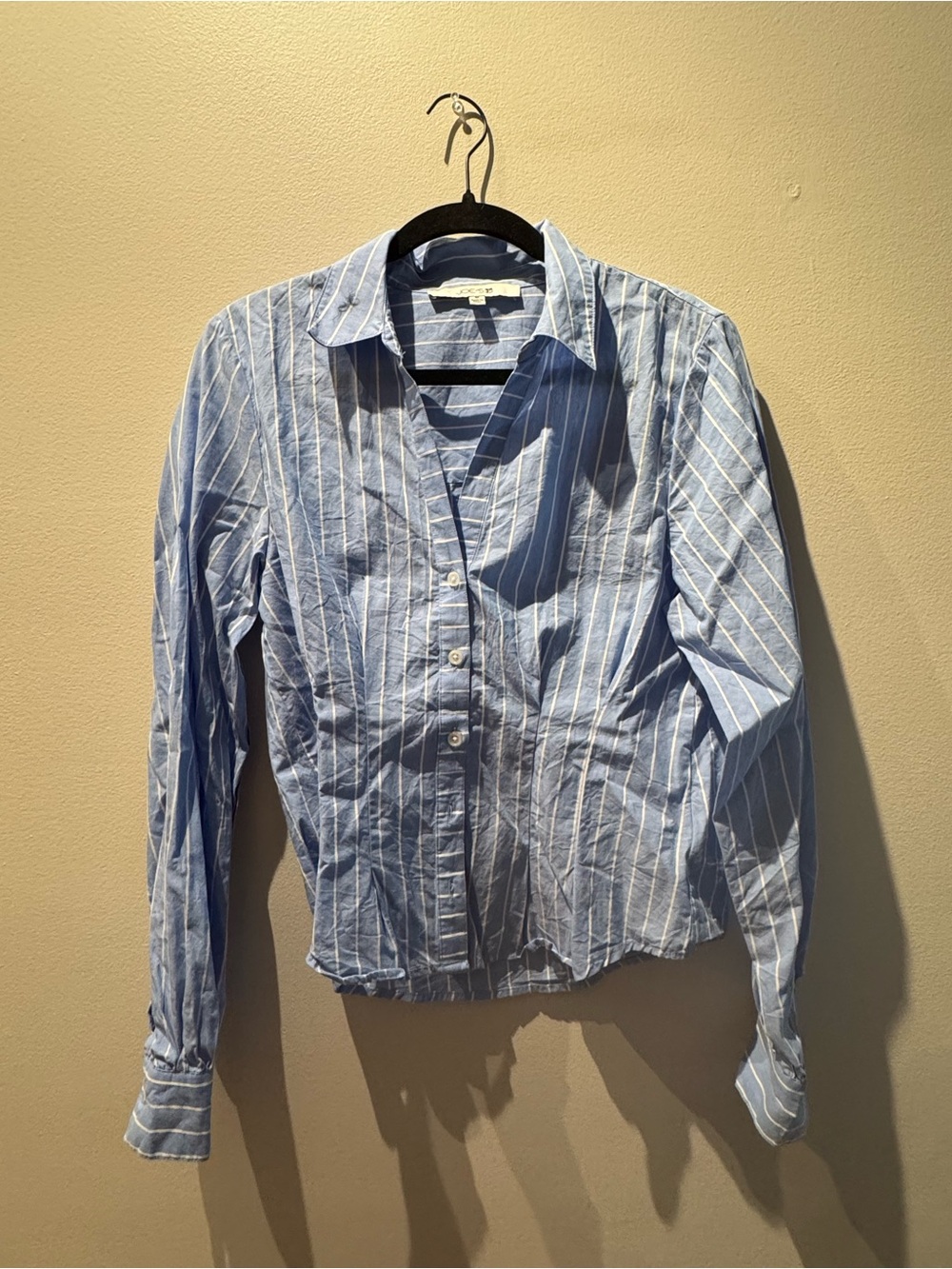 Joe’s Jeans Blue and White Vertical Striped Button Down Shirt